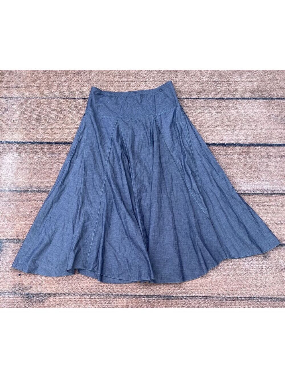 Vintage heritage Americana gored chambray western Parisian cowgirl maxi skirt M